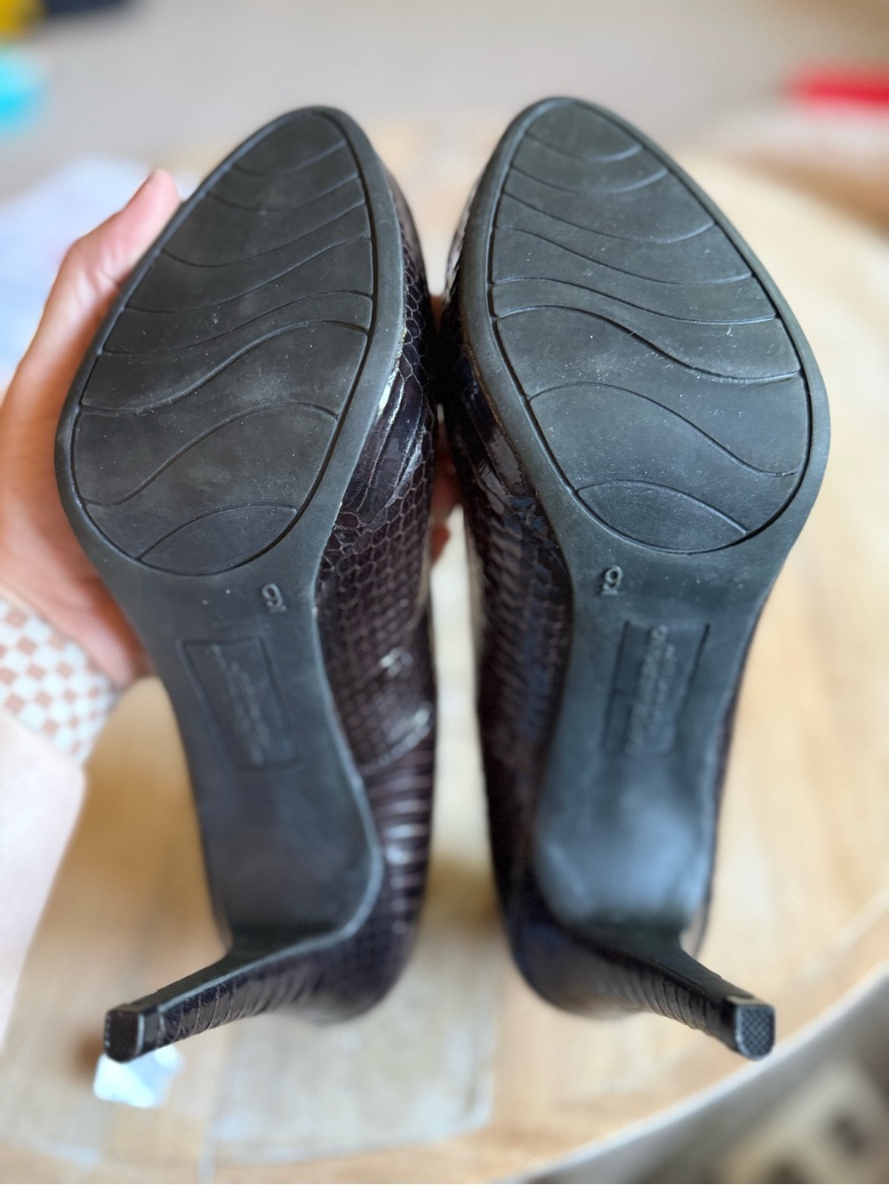 Christian Siriano for Payless Brown Snakeskin Embossed Platform Pumps Size 9 - Picture 5 of 12